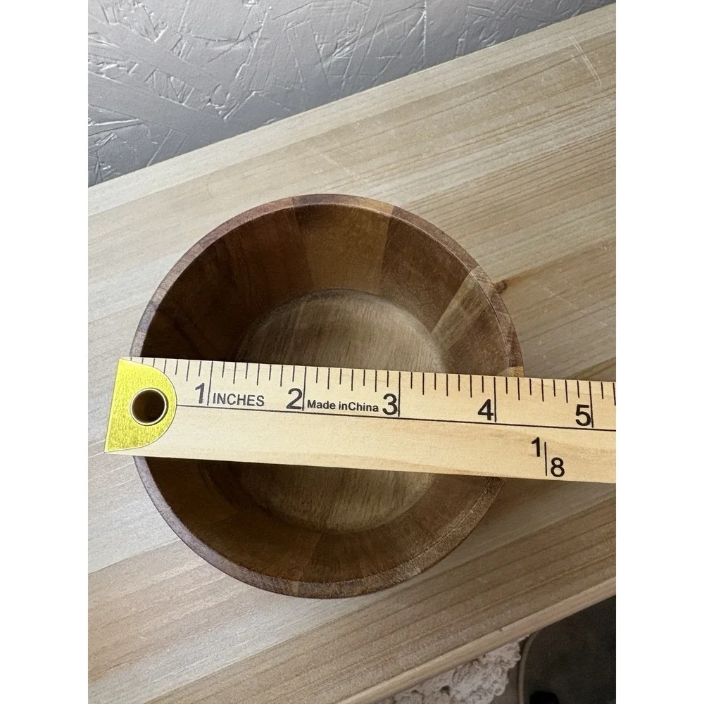 Vintage Acacia‎ Wood Calabash Bowl Small Scandi Danish Minimalist Natural Grain